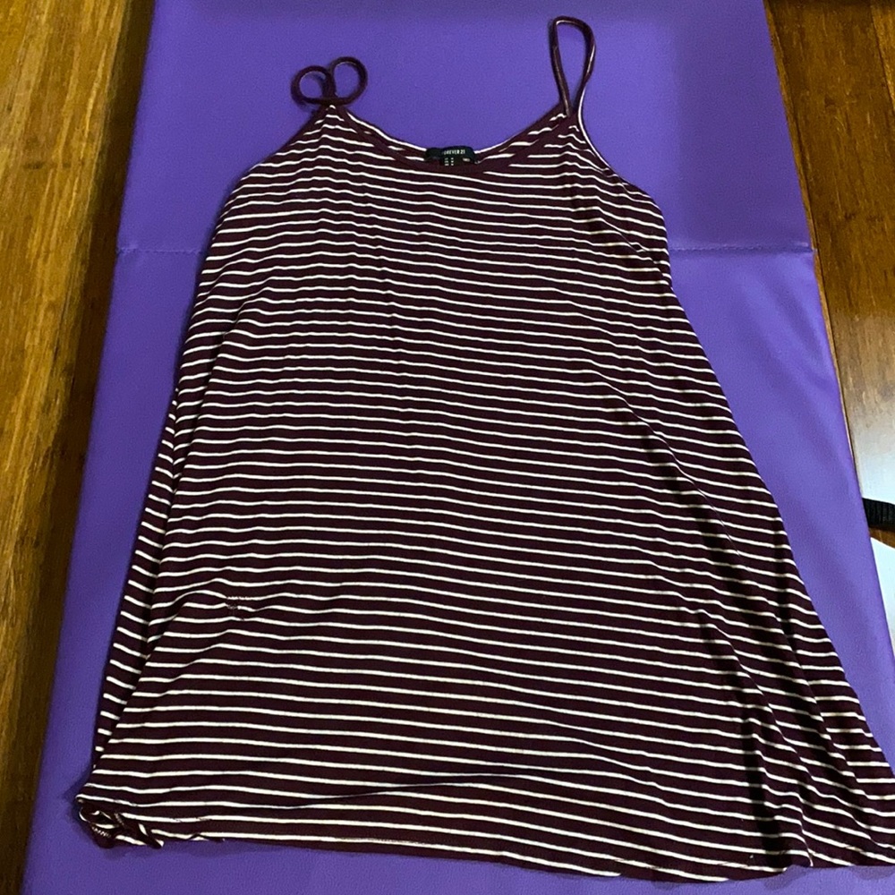 Maroon Striped Flowy Dress